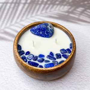 Peace & Serenity - Lapis Lazuli Crystal Infused Soy Wax Candle