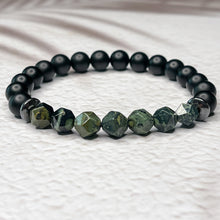 Load image into Gallery viewer, Faceted Kambala Jasper, Matte Onyx, &amp; Hematite 8mm Bead Bracelet
