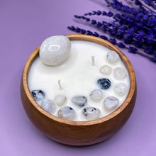 Load image into Gallery viewer, Moon Magic - Moonstone Infused Wood Soy Candle
