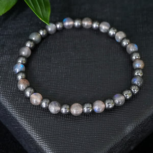 Grounding Luck - Labradorite & Hematite 6mm Bead Bracelet