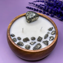 Load image into Gallery viewer, Wealth &amp; Success - Iron Pyrite Infused Wood Soy Candle
