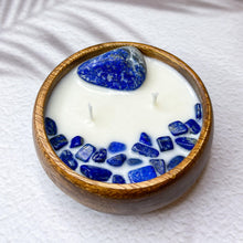 Load image into Gallery viewer, Peace &amp; Serenity - Lapis Lazuli Crystal Infused Soy Wax Candle
