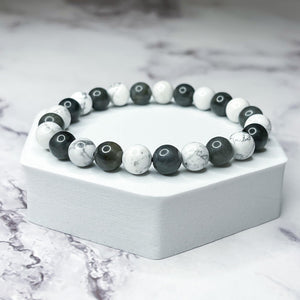 Positive Transformation - Labradorite & Howlite 8mm Bead Bracelet