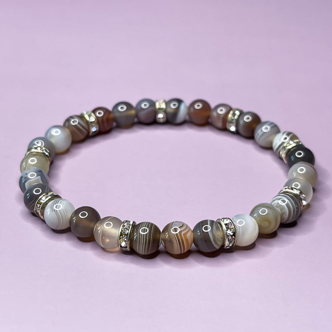 Harmony & Balance - Botswana Agate 6mm Bead Bracelet