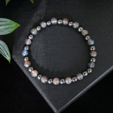 Load image into Gallery viewer, Grounding Luck - Labradorite &amp; Hematite 6mm Bead Bracelet
