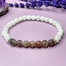 Load image into Gallery viewer, Moonstone &amp; Botswana Agate 6mm Bead Bracelet
