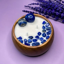 Load image into Gallery viewer, Peace &amp; Serenity - Lapis Lazuli Crystal Infused Soy Candle
