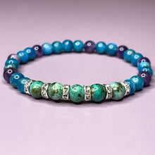 Load image into Gallery viewer, Sagittarius Zodiac 6mm Bead Bracelet -  African Turquoise, Apatite &amp; Amethyst
