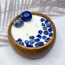 Load image into Gallery viewer, Peace &amp; Serenity - Lapis Lazuli Crystal Infused Soy Candle
