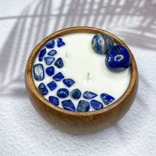 Load image into Gallery viewer, Peace &amp; Serenity - Lapis Lazuli Crystal Infused Soy Candle
