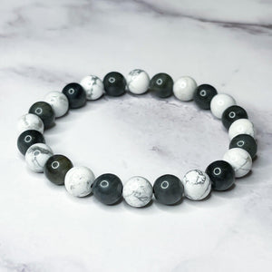 Positive Transformation - Labradorite & Howlite 8mm Bead Bracelet