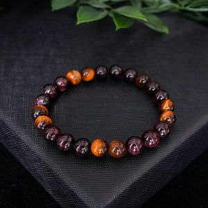 Inspiring Willpower - Garnet & Tiger Eye 8 mm