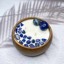 Load image into Gallery viewer, Peace &amp; Serenity - Lapis Lazuli Crystal Infused Soy Candle
