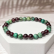 Load image into Gallery viewer, Sagittarius Zodiac 6mm Bead Bracelet -  African Turquoise &amp; Garnet
