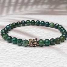 Load image into Gallery viewer, Wealthy Buddha - Moss Agate 6mm Bead Bracelet
