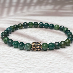 Wealthy Buddha - Moss Agate 6mm Bead Bracelet