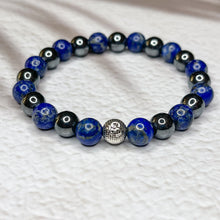 Load image into Gallery viewer, Men&#39;s Om 8mm Bead Bracelet - Hematite &amp; Lapis Lazuli
