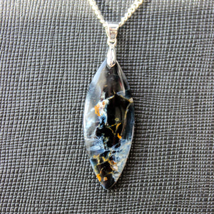 Natural Rare 18 Ct. Pietersite Stone Necklace