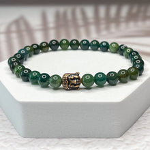 Load image into Gallery viewer, Wealthy Buddha - Moss Agate 6mm Bead Bracelet
