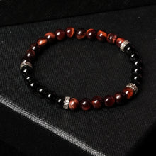 Load image into Gallery viewer, Fearless Passion - Red Tiger Eye &amp; Onyx 6mm Bead Bracelet
