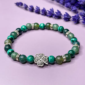 Luck & Prosperity - Malachite & Moss Agate 6mm Bead Bracelet