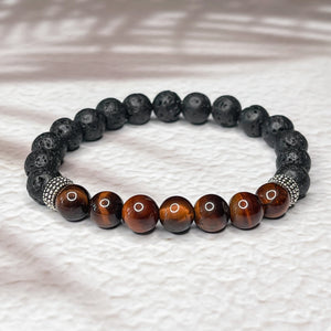 Creative Force - Red Tiger Eye & Lava Stone 8mm Bead Bracelet