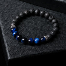 Load image into Gallery viewer, Calm Wisdom - Blue Tiger Eye &amp; Lava Stone 8mm Bead Bracelet
