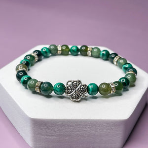 Luck & Prosperity - Malachite & Moss Agate 6mm Bead Bracelet