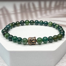 Load image into Gallery viewer, Wealthy Buddha - Moss Agate 6mm Bead Bracelet
