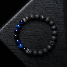 Load image into Gallery viewer, Calm Wisdom - Blue Tiger Eye &amp; Lava Stone 8mm Bead Bracelet
