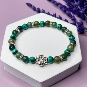 Luck & Prosperity - Malachite & Moss Agate 6mm Bead Bracelet