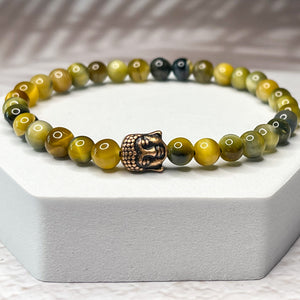 Golden Buddha - Golden Blue Tiger's Eye 6mm Bead Bracelet