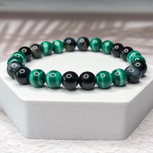 Load image into Gallery viewer, Scorpio Zodiac 8mm Bead Bracelet - Malachite, Obsidian &amp; Hawk&#39;s Eye
