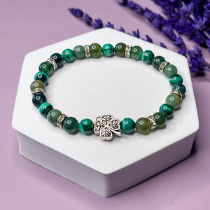 Luck & Prosperity - Malachite & Moss Agate 6mm Bead Bracelet