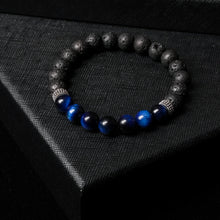 Load image into Gallery viewer, Calm Wisdom - Blue Tiger Eye &amp; Lava Stone 8mm Bead Bracelet
