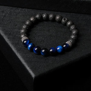 Calm Wisdom - Blue Tiger Eye & Lava Stone 8mm Bead Bracelet