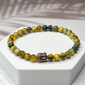 Golden Buddha - Golden Blue Tiger's Eye 6mm Bead Bracelet