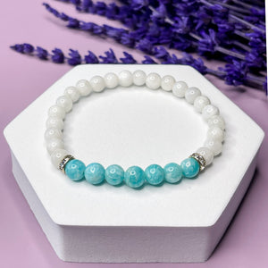 Soothing Energy - Amazonite & Moonstone 6mm Bead Bracelet