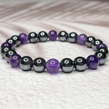 Load image into Gallery viewer, Spiritual Harmony - Hematite &amp; Amethyst 8mm Bead Bracelet.
