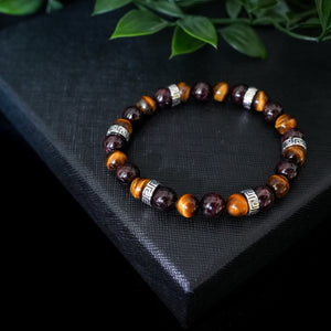 Passionate Energy - Garnet & Tiger Eye 8mm Bead Bracelet