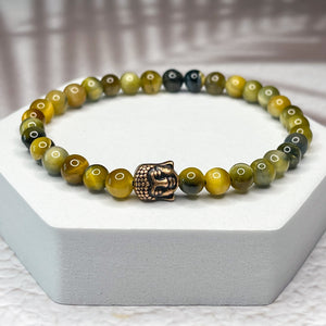 Golden Buddha - Golden Blue Tiger's Eye 6mm Bead Bracelet