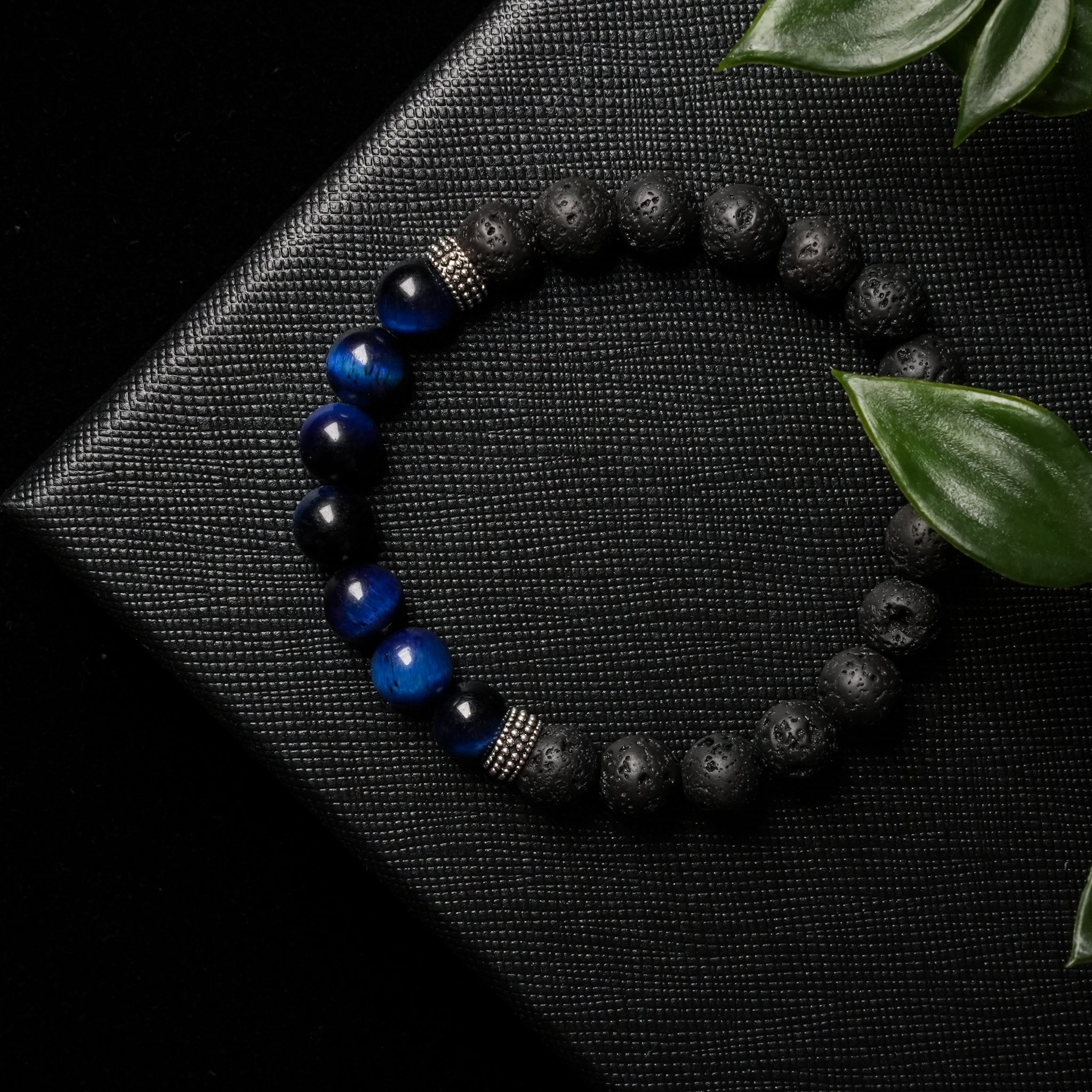 Calm Wisdom - Blue Tiger Eye & Lava Stone 8mm Bead Bracelet
