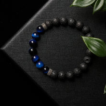 Load image into Gallery viewer, Calm Wisdom - Blue Tiger Eye &amp; Lava Stone 8mm Bead Bracelet
