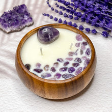 Load image into Gallery viewer, Higher Power - Amethyst Crystal Infused Wood Soy Candle
