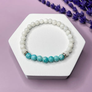 Soothing Energy - Amazonite & Moonstone 6mm Bead Bracelet