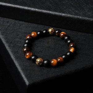 Royal Guardian - Tiger Eye, Golden Lava Stone & Matte Onyx Bracelet