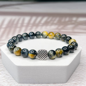 Golden Strength - Golden Blue Tiger Eye 8mm Bead Bracelet