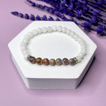 Load image into Gallery viewer, Moonstone &amp; Botswana Agate 6mm Bead Bracelet
