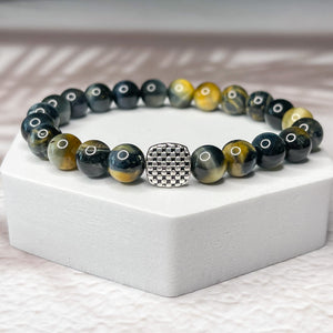 Golden Strength - Golden Blue Tiger Eye 8mm Bead Bracelet