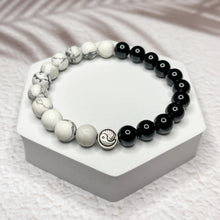 Load image into Gallery viewer, Yin Yang - Howlite &amp; Onyx Stone 8mm Bead Bracelet
